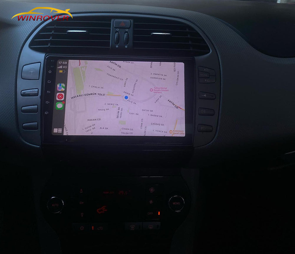Winrover 9 Inch Android 13 Car Stereo for Fiat Bravo 2007-2012 Support GPS Sat Nav Bluetooth A2DP Wifi 4G DAB + RDS WiFi FM AM Radio Carplay Android Auto GPS Navigation SWC Bluetooth