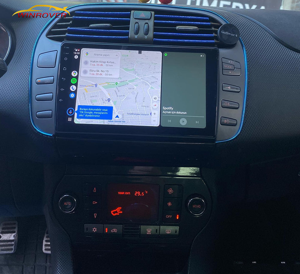 Winrover 9 Inch Android 13 Car Stereo for Fiat Bravo 2007-2012 Support GPS Sat Nav Bluetooth A2DP Wifi 4G DAB + RDS WiFi FM AM Radio Carplay Android Auto GPS Navigation SWC Bluetooth