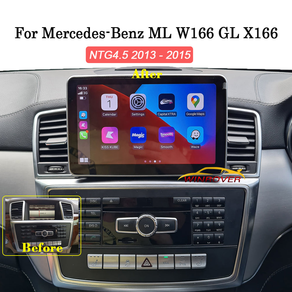 Winrover Qualcomm 8.4inch Android Display For Mercedes-Benz ML350 GL 2012-2016 Radio Stereo Upgrade Apple Carplay Fulltouch CarPlay GPS Navigation WIFI Bluetooth