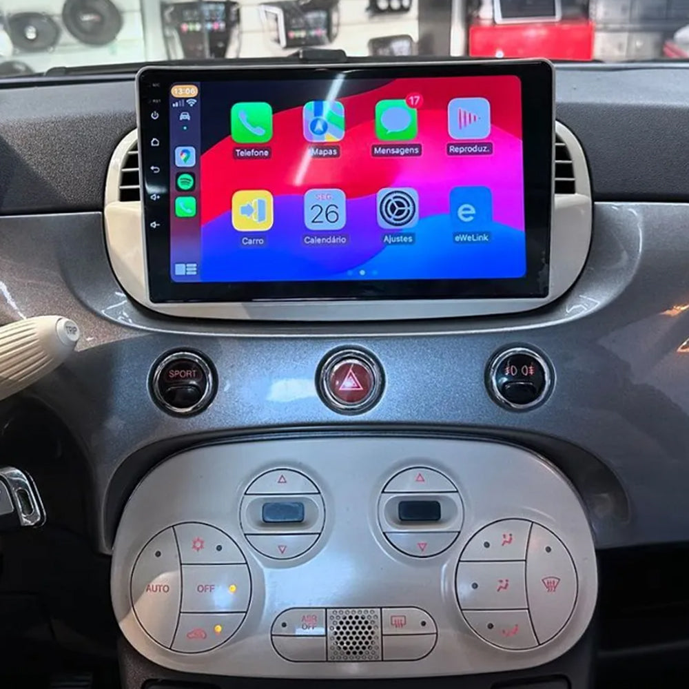 For 9 Inch Android Car Stereo for FIAT 500 (2007-2016), RDS Car Radio Bluetooth with Sat Navi/WIF/FM/USB/AHD Rear View Camera, Touch Screen Car Stereo with Mirror Link (Android/iOS) + Canbus