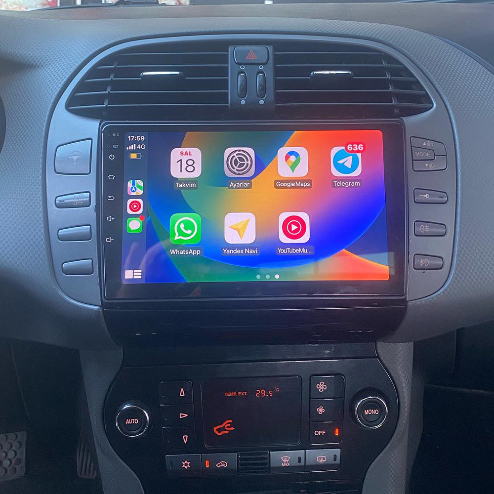 9 Inch Android 16 Car Stereo for Fiat Bravo 2007-2012 Support GPS Sat Nav Bluetooth A2DP Wifi 4G DAB + RDS WiFi FM AM Radio Carplay  Android Auto GPS Navigation SWC Bluetooth