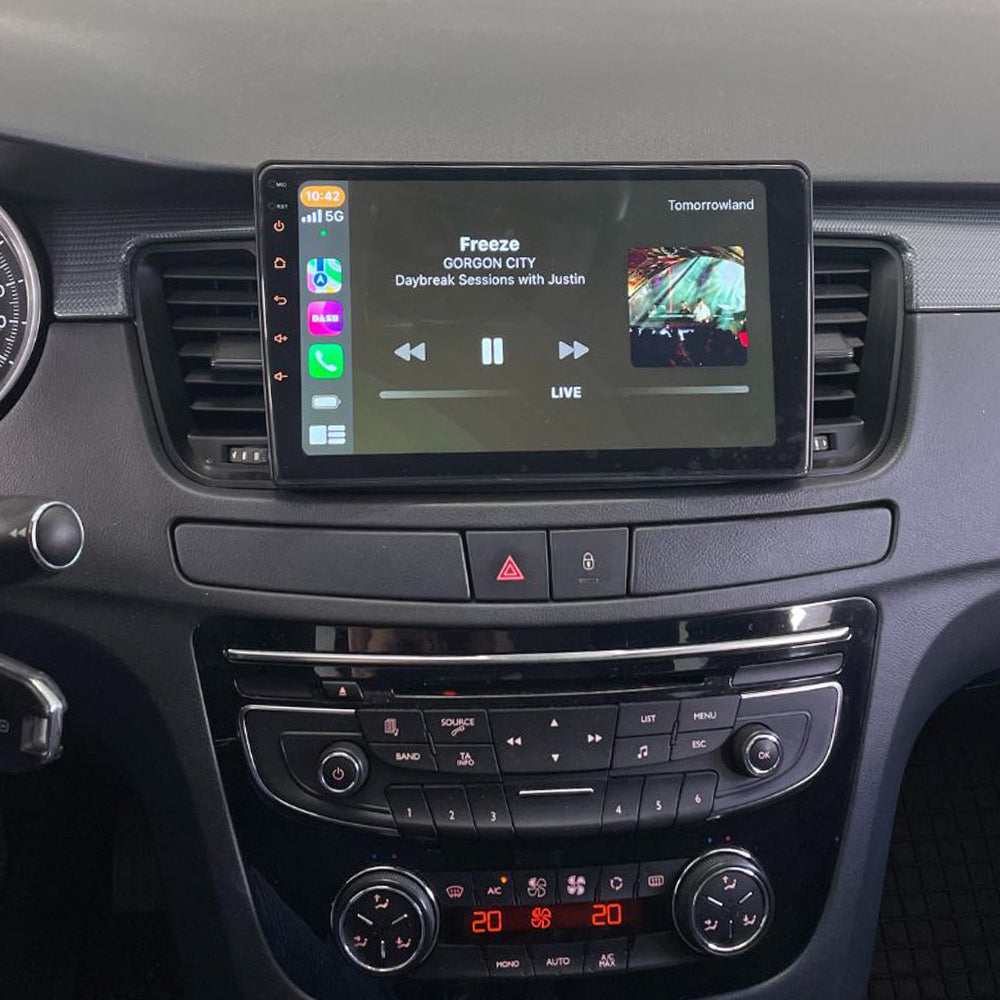 Android 16 Autoradio Car Navigation Stereo for Peugeot 508 2011-2018 MP5 Multimedia Player 9 Inch Carplay Android Auto Bluetooth 4G WiFi Steering Wheel Control FM AM RDS DSP Rear Camera