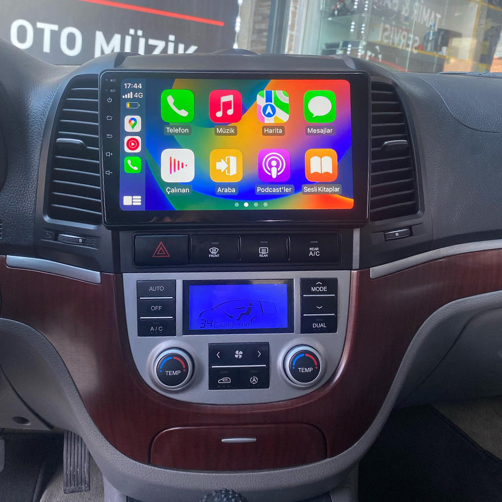 Android 16 Car Radio for Hyundai Santa FE (2006-2012) 9 Inch Touchscreen 2.5D Supports DAB Steering Wheel Control 4G WiFi BT5.0 Carplay Android Car Multimedia