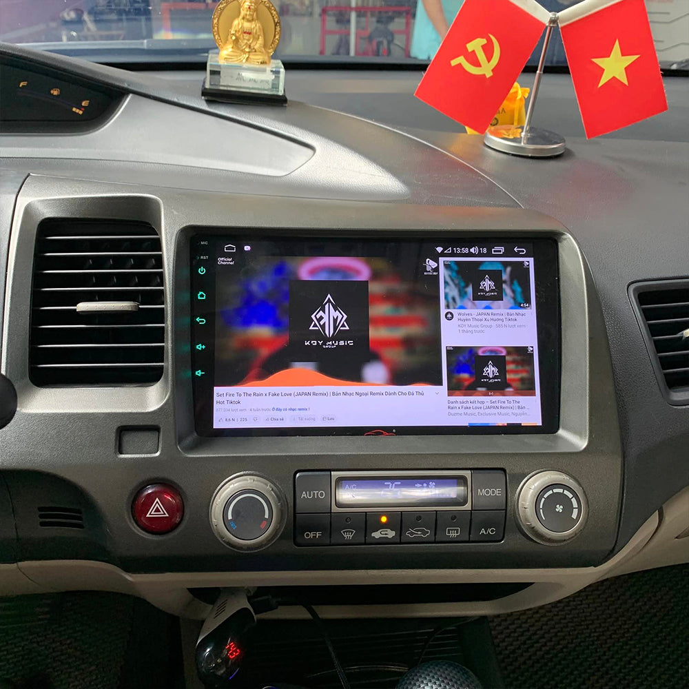 9 Inch Touch Screen Car Stereo Radio for Honda Civic Hatchback 2006-2011 with CarPlay Android Auto Bluetooth Android 15 Car Stereo FM Radio Steering Wheel Controls DSP GPS FM