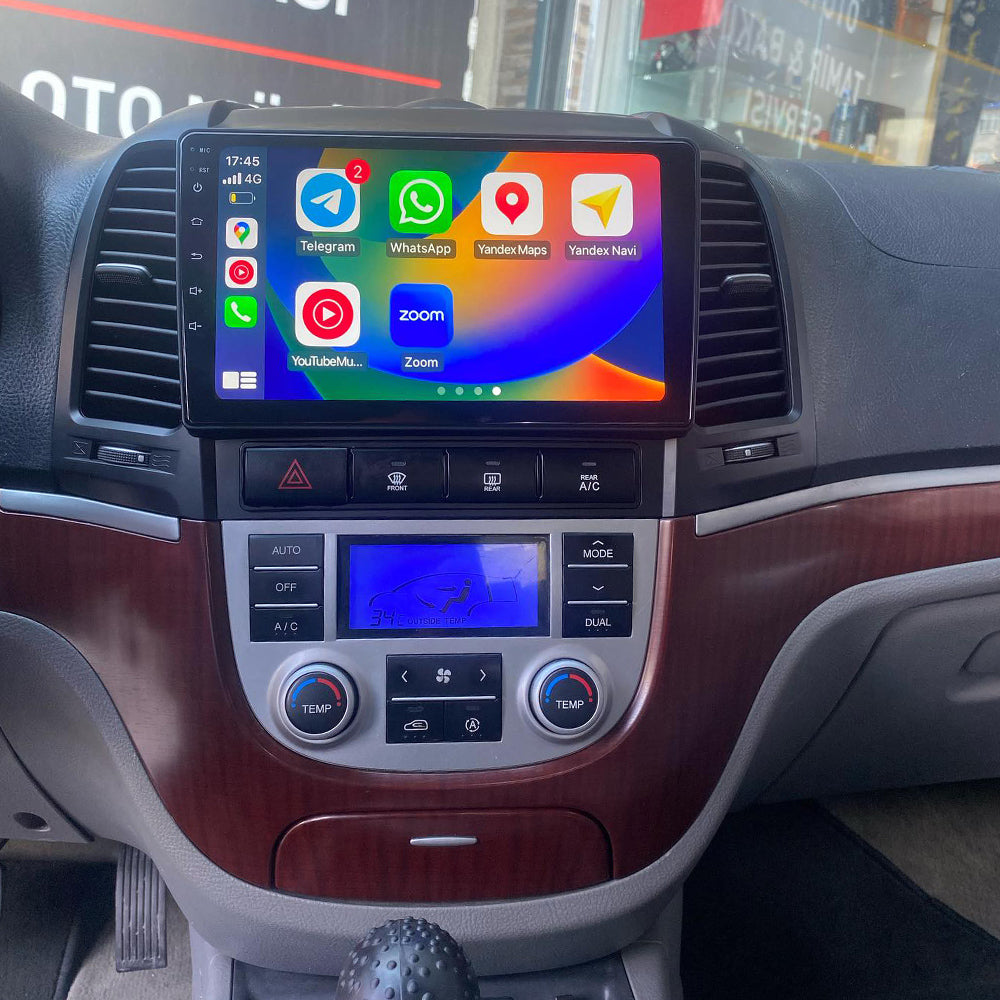 Android 16 Car Radio for Hyundai Santa FE (2006-2012) 9 Inch Touchscreen 2.5D Supports DAB Steering Wheel Control 4G WiFi BT5.0 Carplay Android Car Multimedia