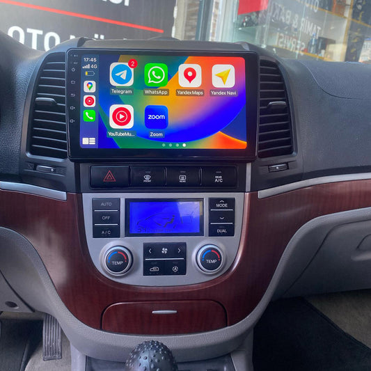 Android 16 Car Radio for Hyundai Santa FE (2006-2012) 9 Inch Touchscreen 2.5D Supports DAB Steering Wheel Control 4G WiFi BT5.0 Carplay Android Car Multimedia